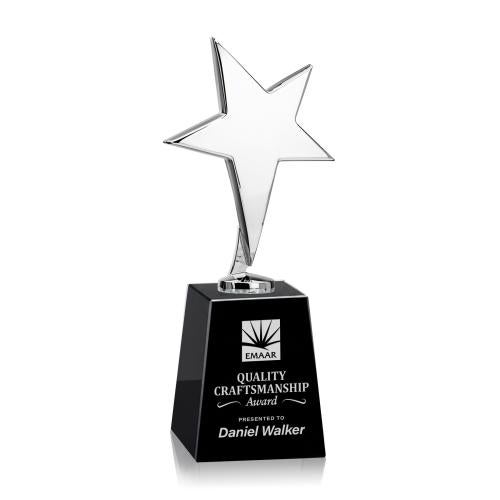 Awards and Trophies - Metal Awards - Tuscany Chrome Star on Celestina Base - Black
