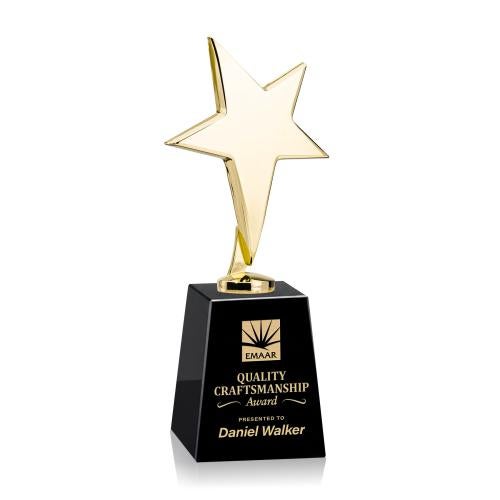 Awards and Trophies - Metal Awards - Tuscany Gold Star on Celestina Base - Black