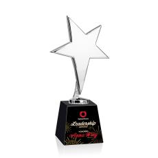 Tuscany Chrome Full Color Black on Fortino Base Star Crystal Award - Metal Awards