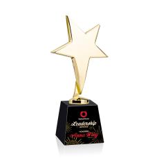 Tuscany Gold Full Color Black on Fortino Base Star Crystal Award - Metal Awards
