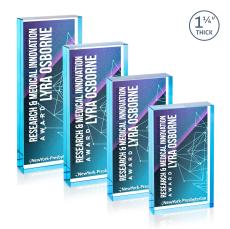 Colebrook Full Color Double Sided Blue Rectangle Crystal Award - Full Color Imprint