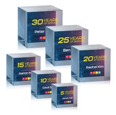 Granby Cube Full Color Double Sided Square / Cube Crystal Award - Full Color Imprint
