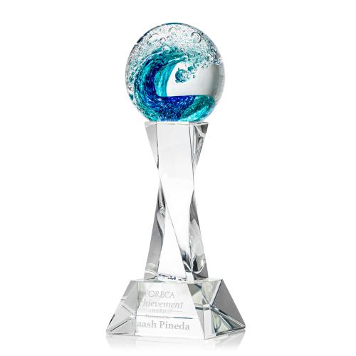 Awards and Trophies - Crystal Awards - Glass Awards - Art Glass Awards - Surfside Clear on Langport Globe Glass Award