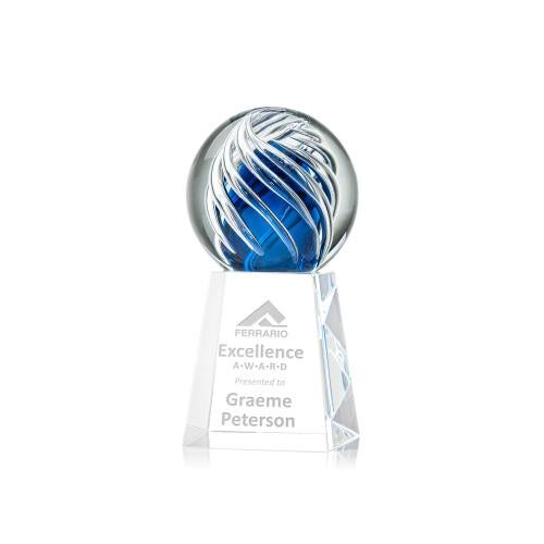 Awards and Trophies - Crystal Awards - Glass Awards - Art Glass Awards - Genista Globe on Celestina Base Glass Award