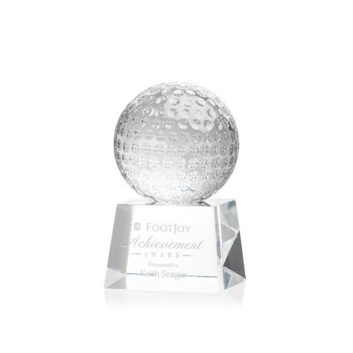Awards and Trophies - Crystal Awards - Golf Ball Globe on Robson Base Crystal Award