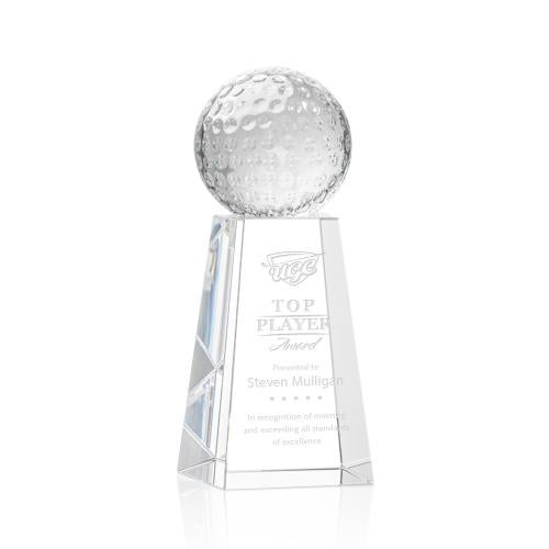 Awards and Trophies - Crystal Awards - Golf Ball Globe on Novita Base Crystal Award