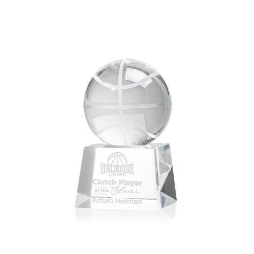 Awards and Trophies - Crystal Awards - Basketball Globe on Robson Base Crystal Award