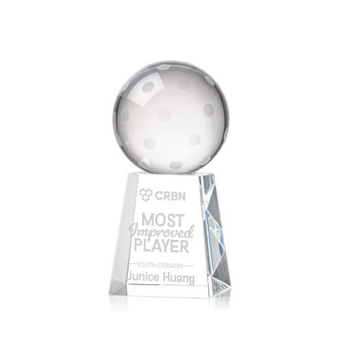 Awards and Trophies - Crystal Awards - Pickleball Globe on Celestina Base Crystal Award