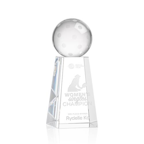 Awards and Trophies - Crystal Awards - Pickleball Globe on Novita Base Crystal Award