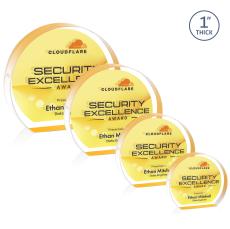 Negril Hemisphere Full Color Double Sided Gold Circle Acrylic Award - Acrylic Awards