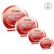 Negril Hemisphere Full Color Double Sided Red Circle Acrylic Award - Acrylic Awards