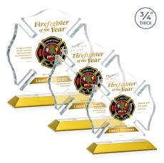 Maltese Cross Full Color Gold Unique Crystal Award - Full Color Imprint