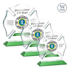 Maltese Cross Full Color Green Unique Crystal Award - Full Color Imprint