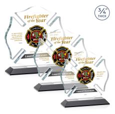 Maltese Cross Full Color Black Unique Crystal Award - Full Color Imprint