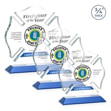 Maltese Cross Full Color Blue Unique Crystal Award - Full Color Imprint