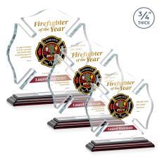 Maltese Cross Full Color Rosewood Unique Crystal Award - Full Color Imprint