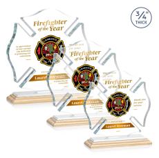 Maltese Cross Full Color Bamboo/White Unique Wood Award - Full Color Imprint