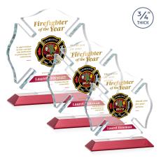 Maltese Cross Full Color Red Unique Crystal Award - Full Color Imprint