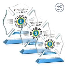 Maltese Cross Full Color Sky Blue Unique Crystal Award - Full Color Imprint