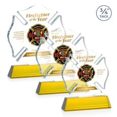 Maltese Cross Full Color Gold on Newhaven Unique Crystal Award - Full Color Imprint