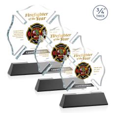 Maltese Cross Full Color Black on Newhaven Unique Crystal Award - Full Color Imprint