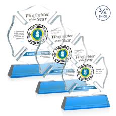 Maltese Cross Full Color Sky Blue on Newhaven Unique Crystal Award - Full Color Imprint