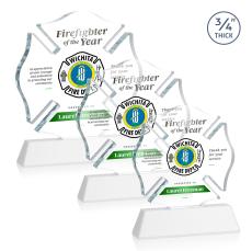Maltese Cross Full Color White on Newhaven Unique Crystal Award - Full Color Imprint