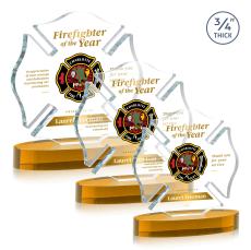 Maltese Cross Full Color Amber on Alberton Unique Crystal Award - Full Color Imprint