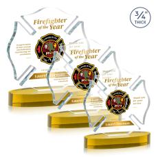 Maltese Cross Full Color Gold on Alberton Unique Crystal Award - Full Color Imprint