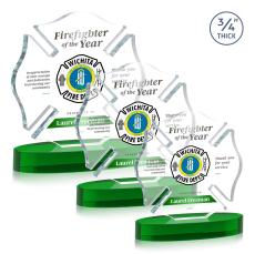Maltese Cross Full Color Green on Alberton Unique Crystal Award - Full Color Imprint