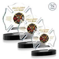 Maltese Cross Full Color Black on Alberton Unique Crystal Award - Full Color Imprint