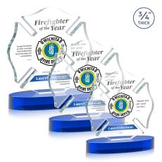 Maltese Cross Full Color Blue on Alberton Unique Crystal Award - Full Color Imprint