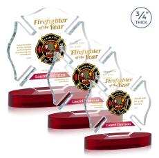 Maltese Cross Full Color Red on Alberton Unique Crystal Award - Full Color Imprint