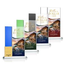 Jovita Add-a-Block Full Color Gold Rectangle Crystal Award - Full Color Imprint