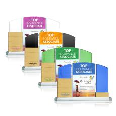 Lavery Add-a-Block Full Color Gold Peaks Crystal Award - Full Color Imprint
