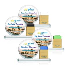 Balmore Add-a-Block Full Color Gold Circle Crystal Award - Full Color Imprint