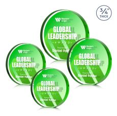 Gainsborough Full Color Double Sided Green Circle Crystal Award - Full Color Imprint