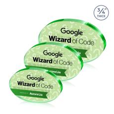 Baldus Oval Full Color Double Sided Green Circle Crystal Award - Full Color Imprint