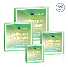 Upton Square Full Color Double Sided Green Square / Cube Crystal Award - Full Color Imprint