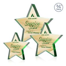 Esna Full Color Double Sided Green Star Crystal Award - Full Color Imprint