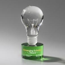 Light Bulb Full Color Green on Marvel Unique Crystal Award - Full Color Imprint