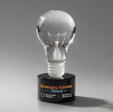 Light Bulb Full Color Black on Marvel Unique Crystal Award - Full Color Imprint