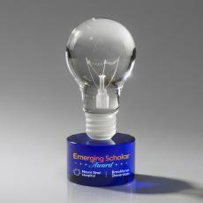 Light Bulb Full Color Blue on Marvel Unique Crystal Award - Full Color Imprint
