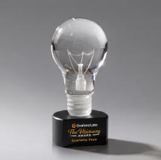 Light Bulb Full Color Black on Paragon Unique Crystal Award - Full Color Imprint
