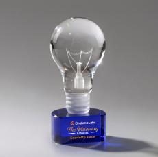 Light Bulb Full Color Blue on Paragon Unique Crystal Award - Full Color Imprint