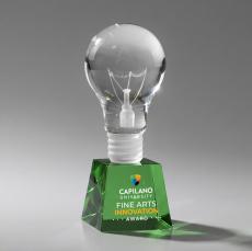 Light Bulb Full Color Green on Robson Unique Crystal Award - Full Color Imprint