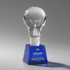 Light Bulb Full Color Blue on Robson Unique Crystal Award - Full Color Imprint