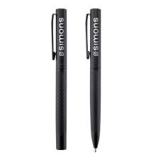 Hillstar Textured Ballpoint & Rollerball Gift Set - Black - Pen Sets