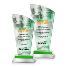 Hansen Full Color Green Peaks Crystal Award - Crystal Awards