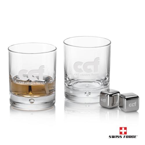 Corporate Gifts - Barware - Gift Sets - Swiss Force® S/S Ice Cubes & 2 Bastia OTR